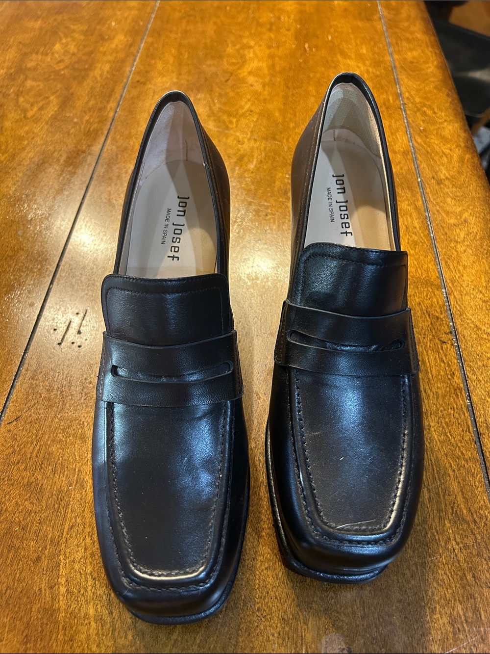 Jan Josef Black Leather Women's Penny Loafers